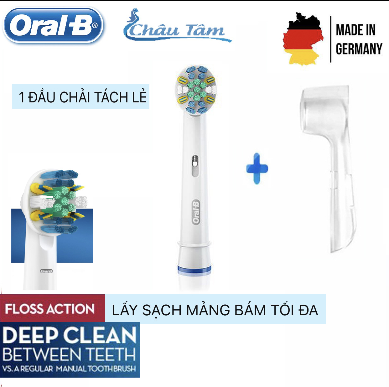 [Hcm]Đầu Bàn Chải Đánh Răng Điện Tự Động Oral - B Flosaction Tách Lẻ 1 Cái ( Made In Germany)