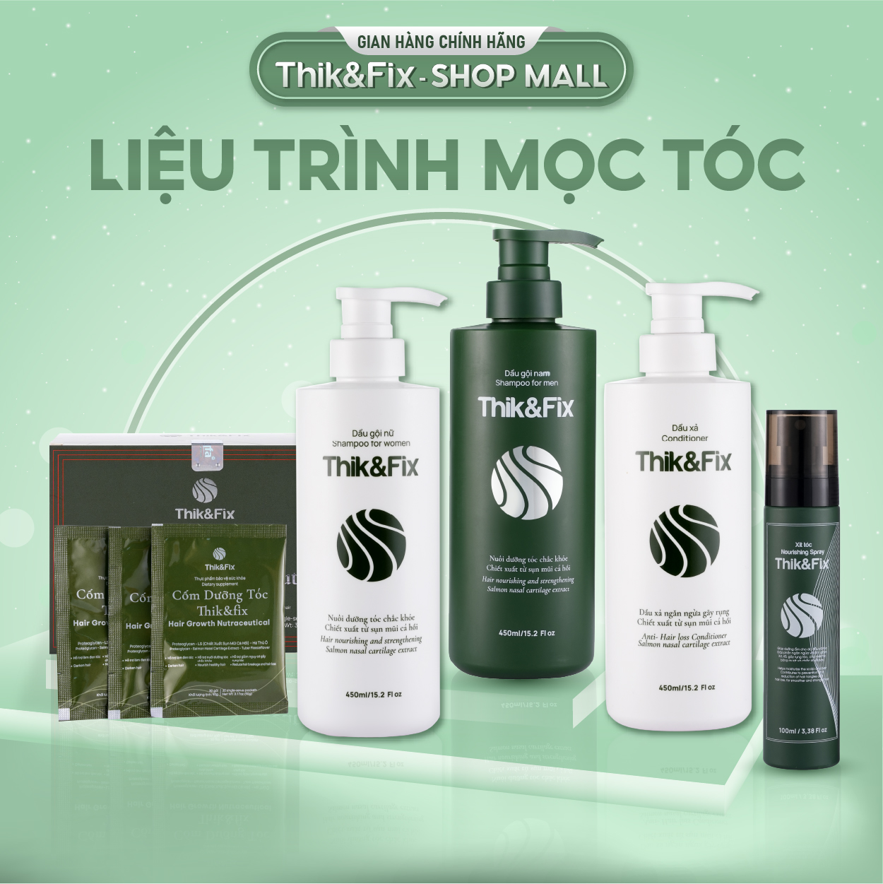 [HÀNG CHÍNH HÃNG] Liệu trình mọc tóc Thik&Fix hỗ trợ phục hồi tóc hư tổn ngăn ngừa tóc rụng