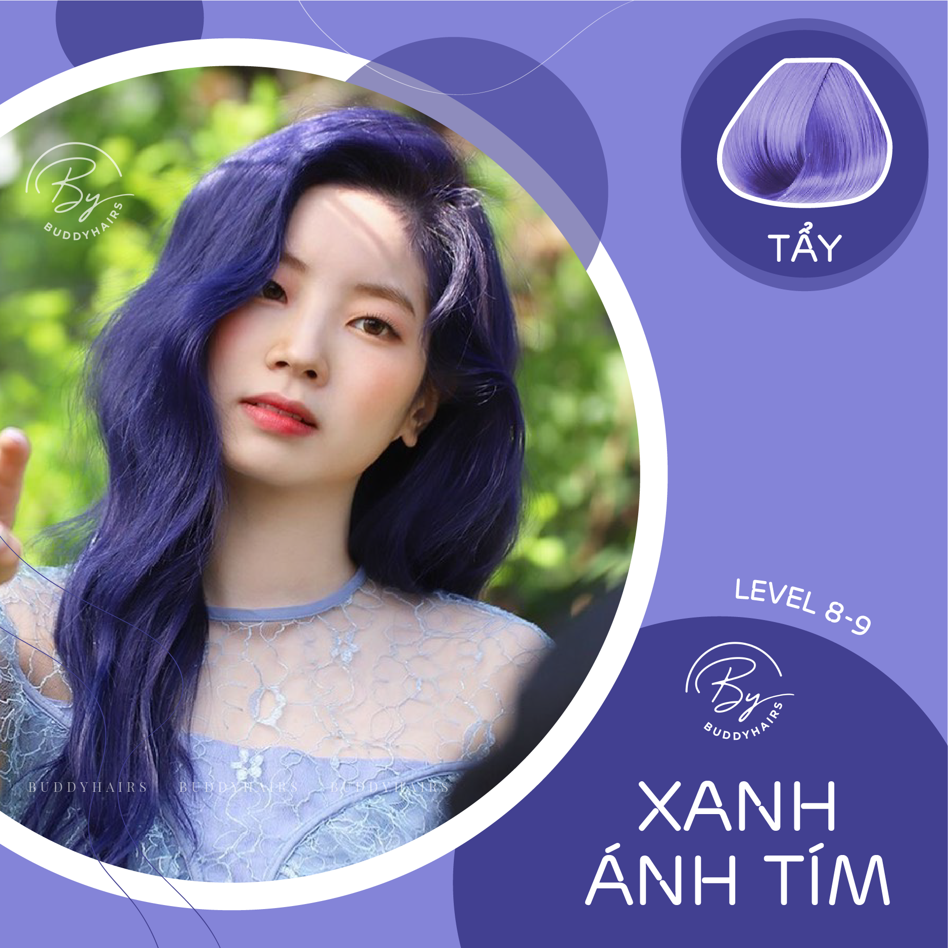 Thuốc Nhuộm Tóc Màu Xanh Ánh Tím / Navy Blue Của Buddyhairs Buddy.hairs Tặng Kèm Trợ Nhuộm Găng Tay Mũ Trùm Đầu 1 Thuốc Tẩy Bé 50K