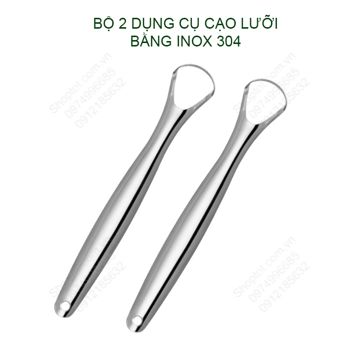 Combo 2 Dụng Cụ Cạo Lưỡi Bằng Inox Không Gỉ Giúp Làm Sạch Bề Mặt Lưỡi Cho Hơi Thở Thơm Mát