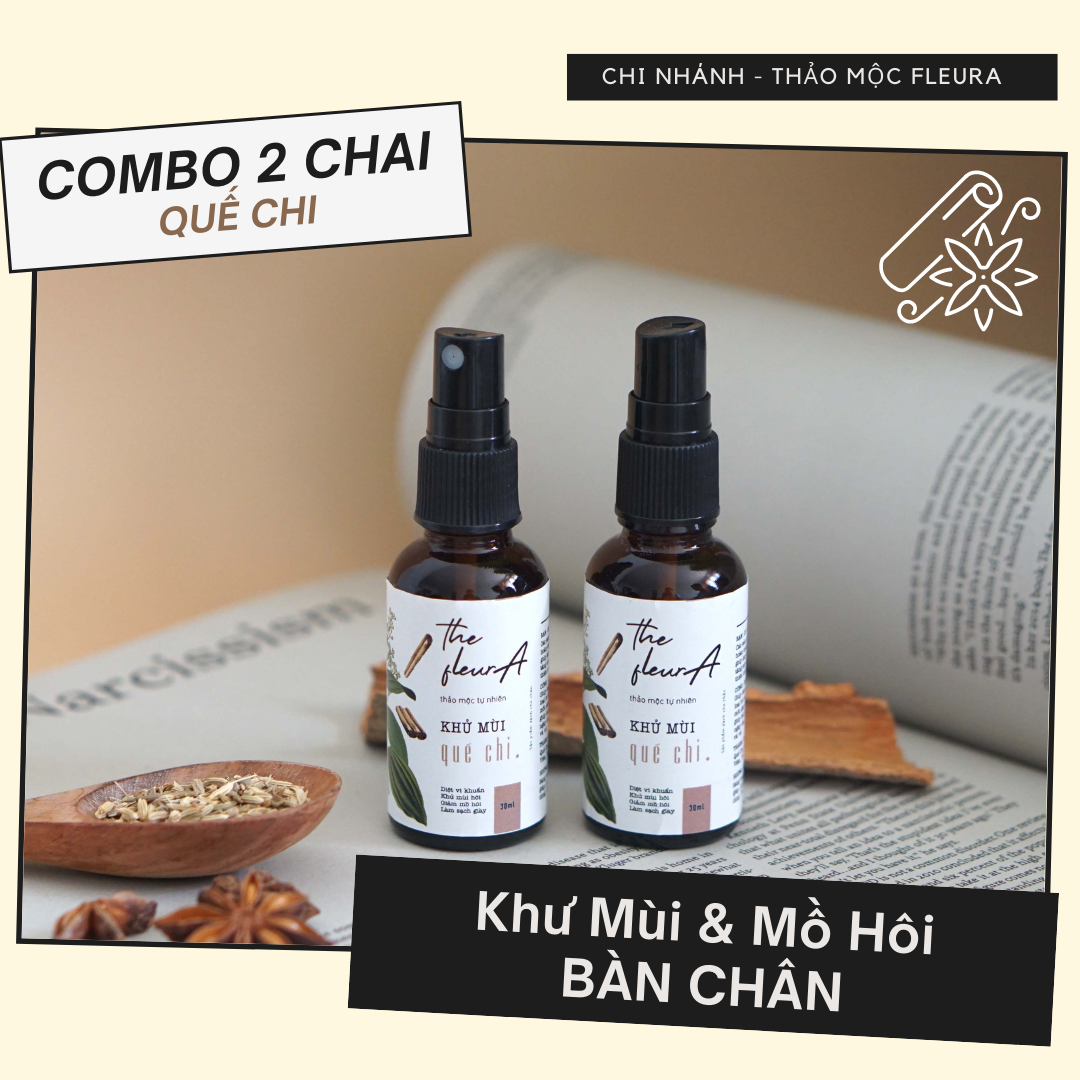 Combo 2 Chai Khử Mùi Hôi Chân Quế Chi Khử Mùi Hôi Chân Thảo Mộc - Ngăn Mồ Hôi - Giảm Mồ Hôi - Khử Trùng Vi Khuẩn - Giảm Mùi Hôi Giày - Thân Thiện Cho Da The Fleura