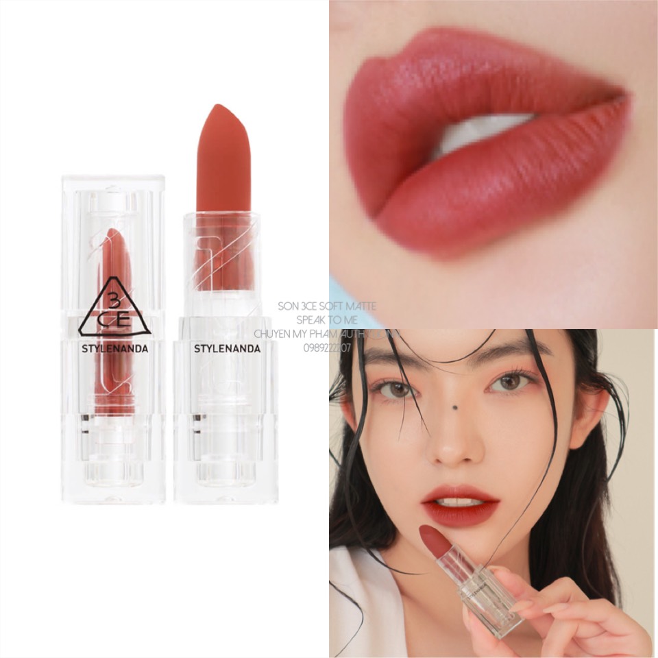 Son 3Ce Soft Matte Lipstick Speak To Me – Màu Đỏ Mận Chín