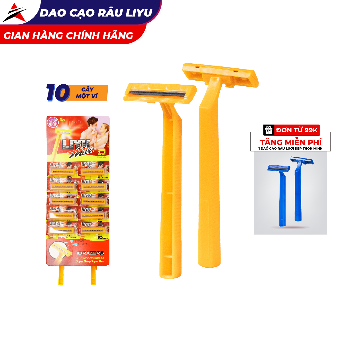 Dạo Cao Râu Liyu Max Cán Nhựa Hai Lưỡi Vĩ 10 Cây