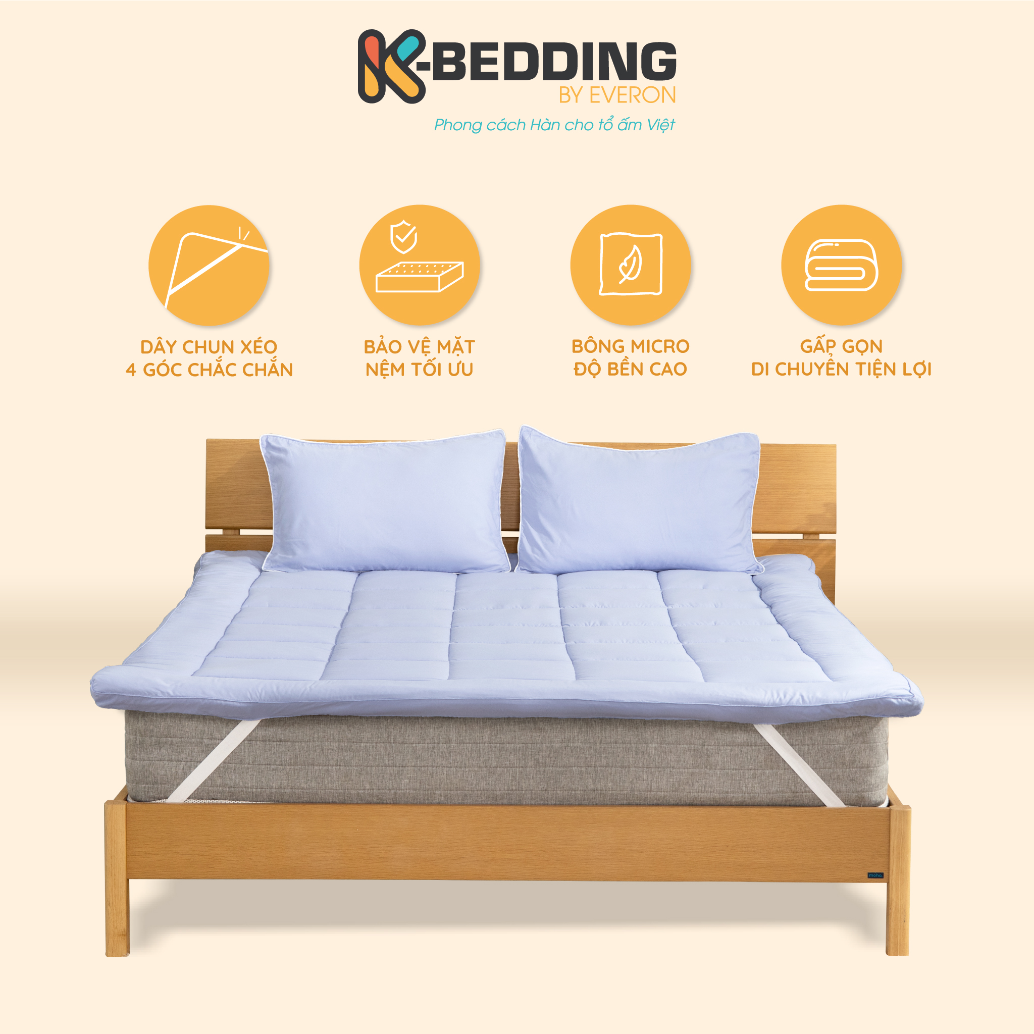 Topper Nệm K-Bedding by Everon Êm Ái Bồng Bềnh Tiêu Chuẩn 5 Sao Giao Màu Ngẫu Nhiên  Mattress Topper