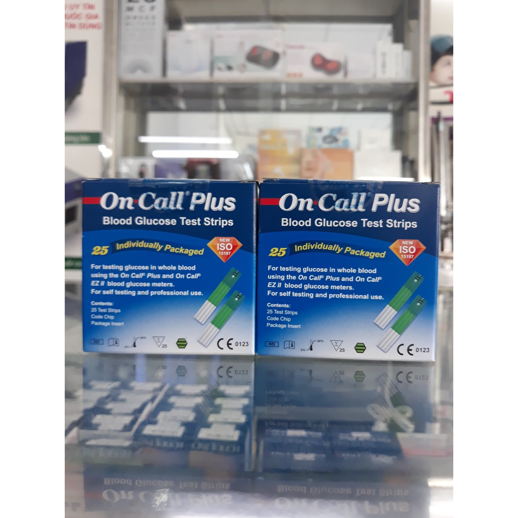 [HCM][Chính Hãng] Que thử đường huyết On-call Plus .Hộp 25 que (tặng kèm 50 kim lấy máu khi mua từ 2 hộp trở lên)