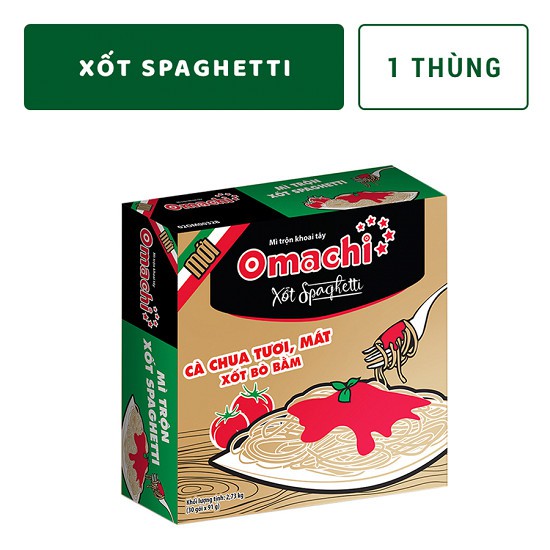 Thùng mì Omachi (SườnBòTôm chua cayXốt spaghetti) 80gr thùng 30 gói