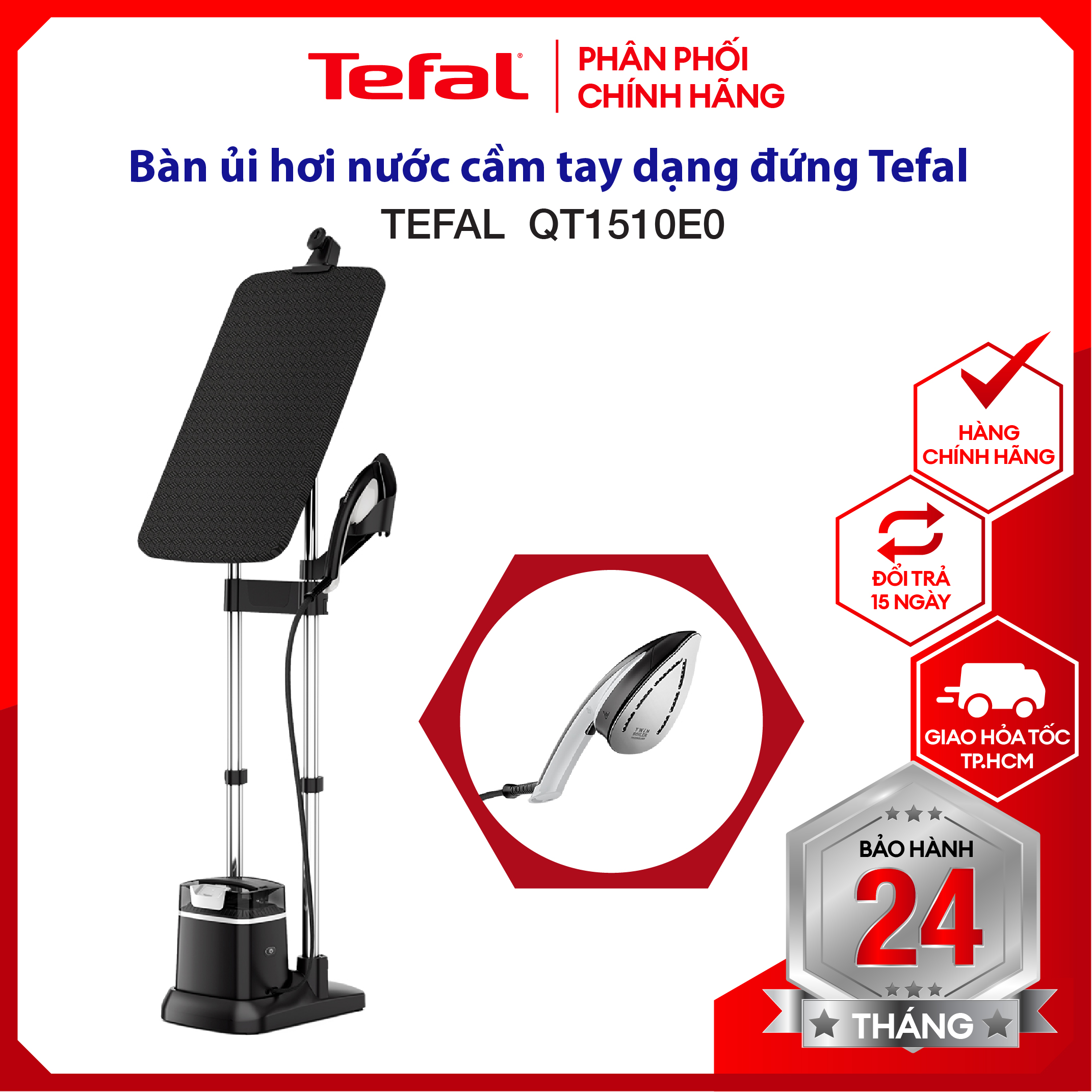 |Trả góp 0%| Bàn ủi hơi nước cầm tay bàn là hơi nước đứng Tefal QT1510E0 - Công suất lớn 2985W - Du