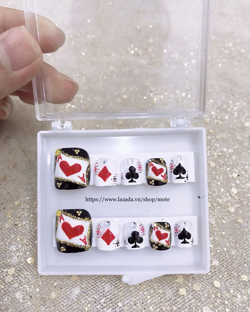 [Hcm] - Móng Chân Úp Nails Hình Lá Bài Thời Trang 1 - Tặng Keo Và Dũa