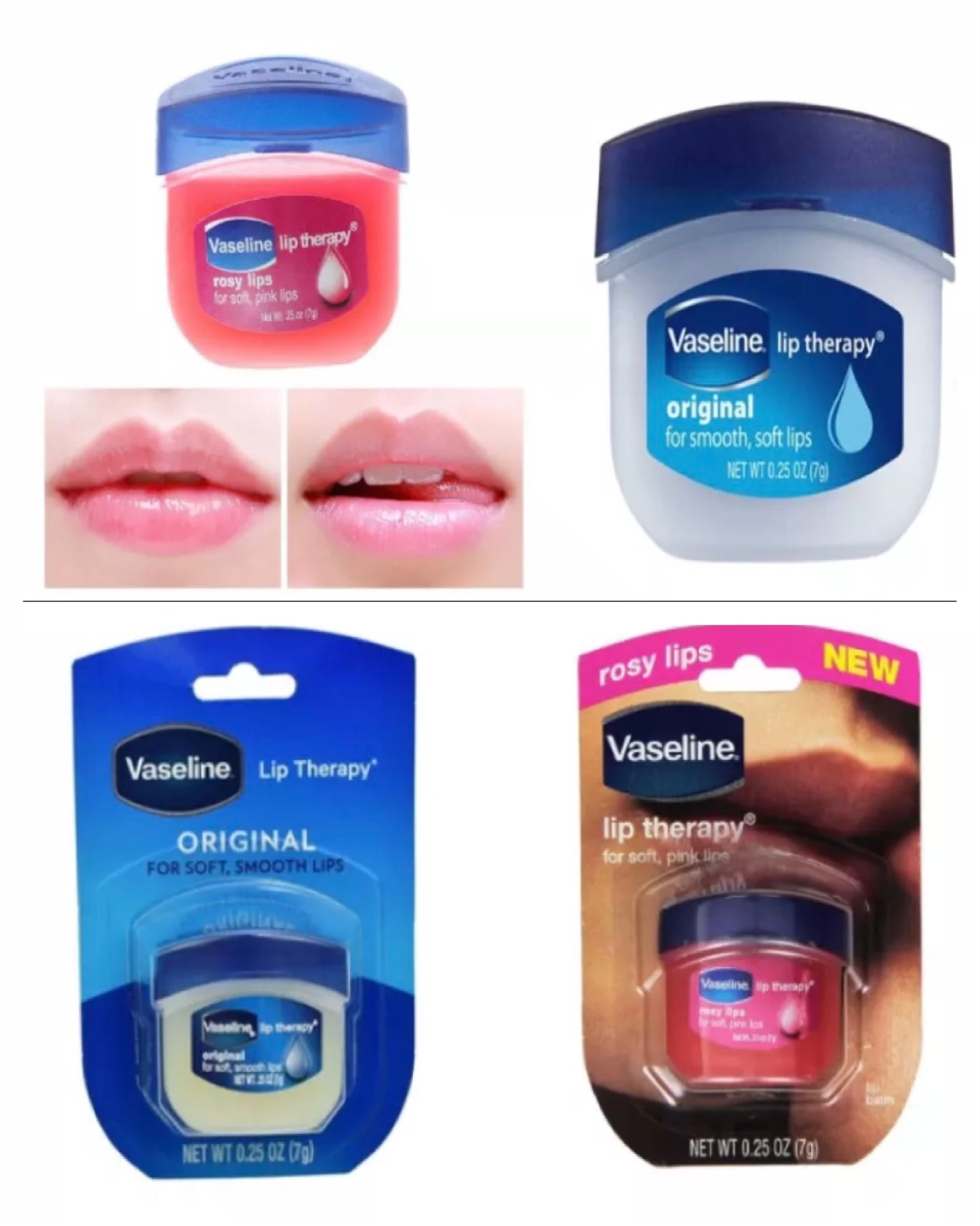 [Hcm]Combo 3 Hủ Sáp Dưỡng Môi Vaseline ( 2 Hồng - 1 Trắng)