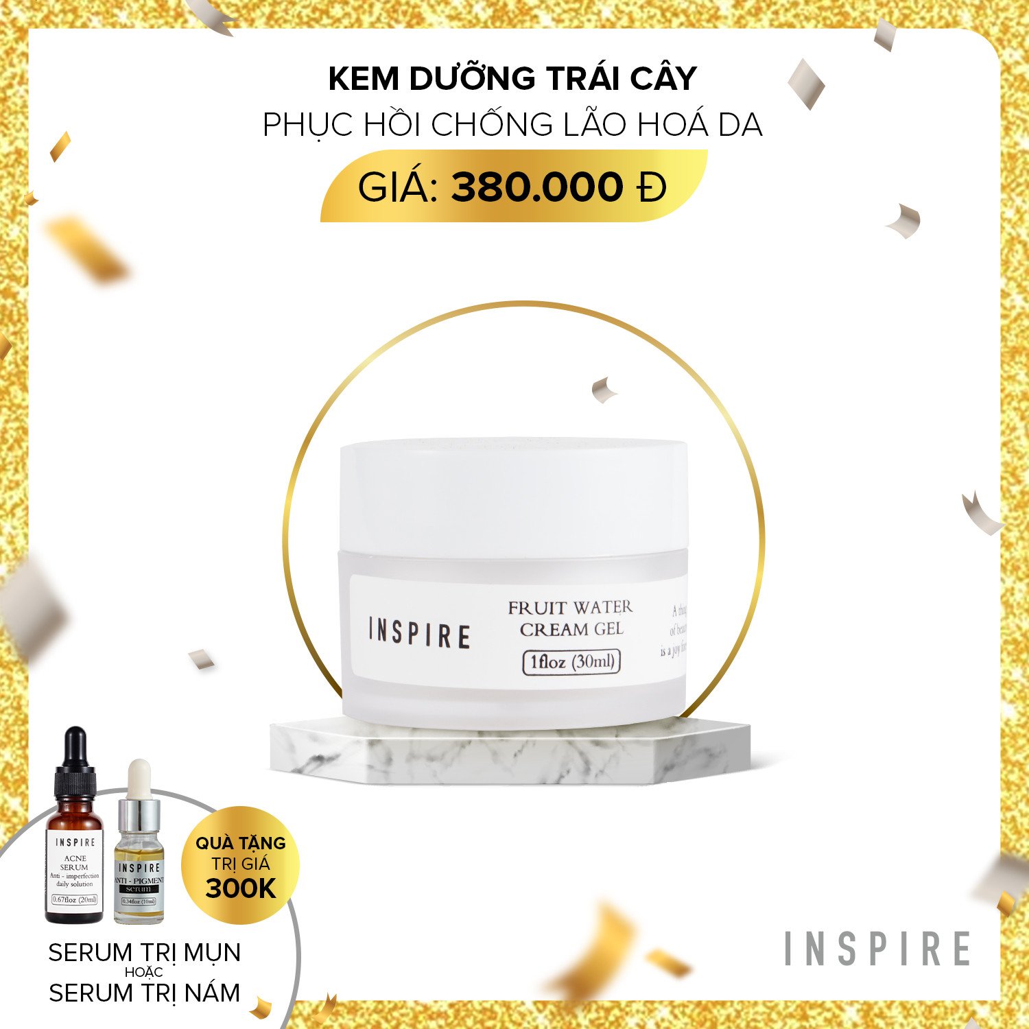 Kem Gel Trái Cây Inspire - Phục Hồi Làn Da Hư Tổn Dưỡng Da Căng Bóng Sáng Mịn ( Miễn Phí Giao Hàng Toàn Quốc )