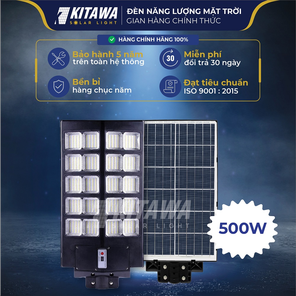 [VOUCHER 10%] Đèn Đường Năng Lượng Mặt Trời Liền Thể 2 Cánh Kitawa 500W LT5500 - Sản Phẩm Chính Hãng
