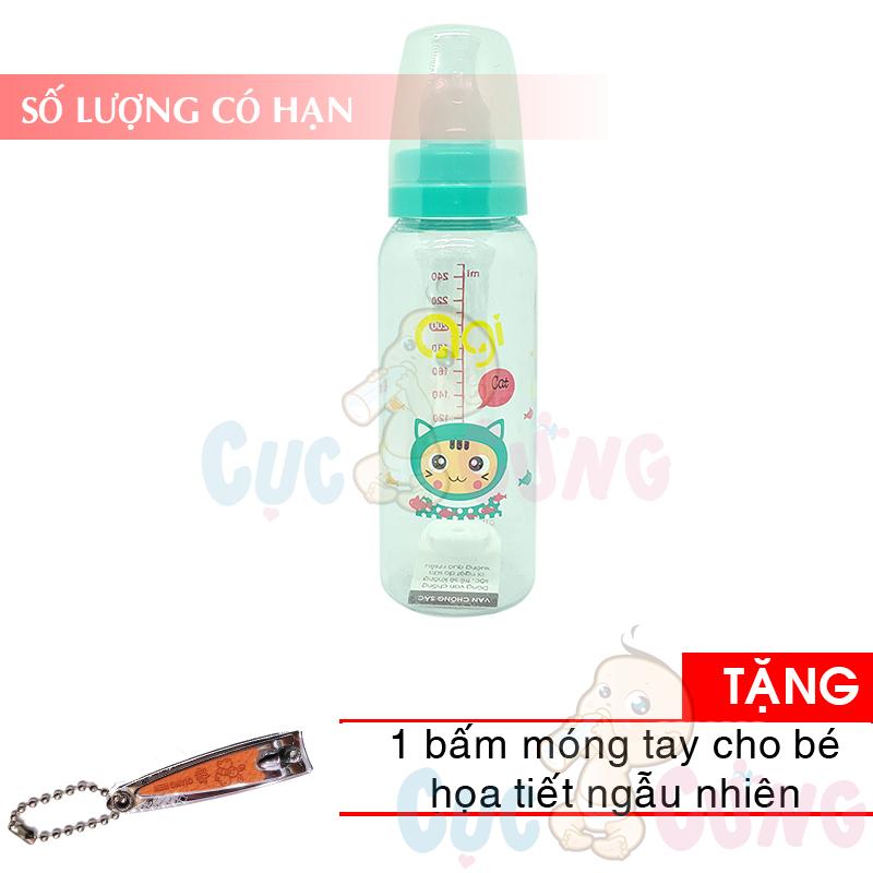 Bình sữa AGI Premium cổ thường 250ml Tặng 1 cắt móng tay họa tiết ngẫu nhiên - binh sua