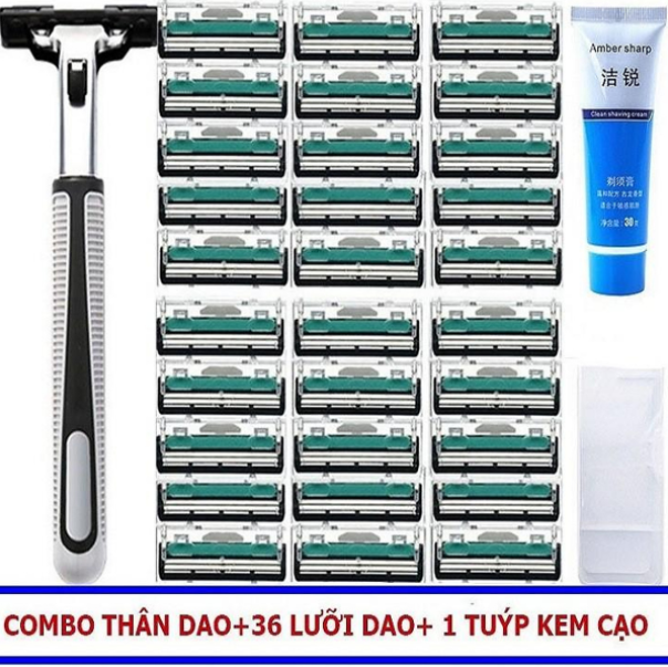 (Loại Tốt) - Combo Bộ Dao Cạo Râu 38 Món Full Bộlưỡi Dao Ko Gỉ Dễ Sử Dụng Tiện Lợi Cho Nam Giới