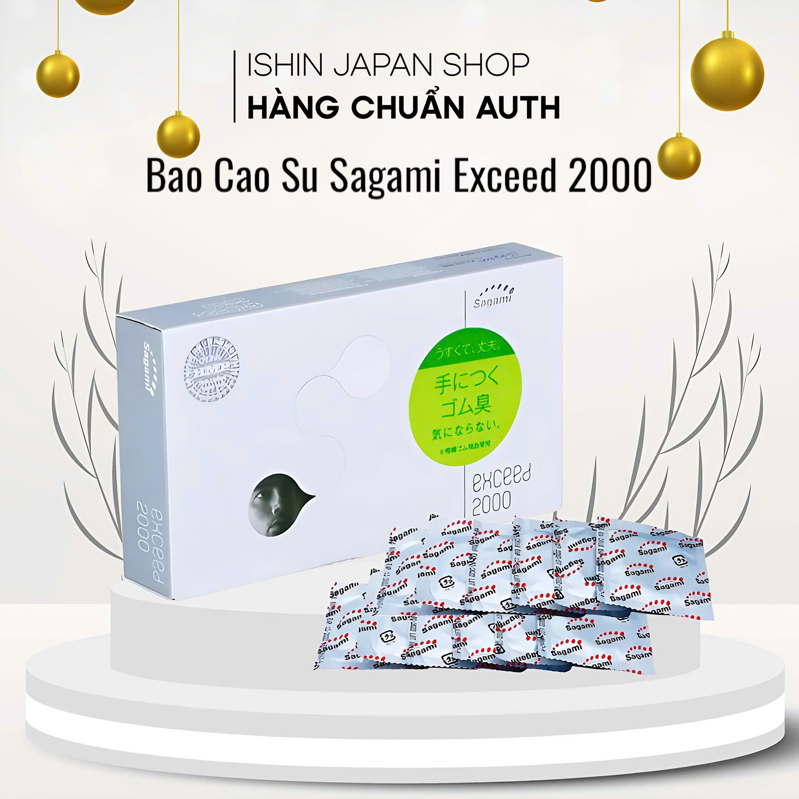 (Hộp 12 chiếc) Bao cao su Sagami Nhật Bản Exceed 2000 - Thiết kế 3D - Một lần thắt