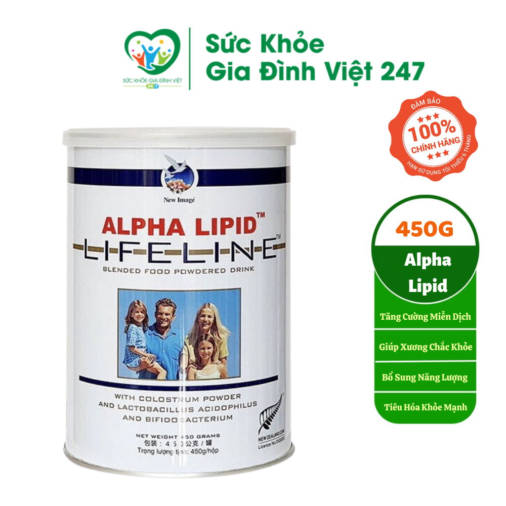 Sữa non Alpha Lipid Lifeline 450g tăng cường hệ miễn dịch bổ sung canxi vitamin kháng thể tự nhiên