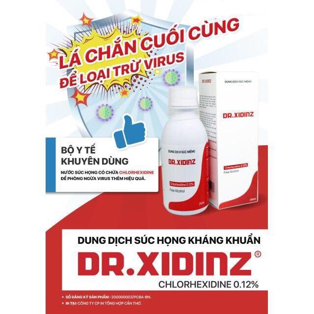 Dung dịch súc miệng DR.XIDINZ 250ml (Chlorhexidine 012%)