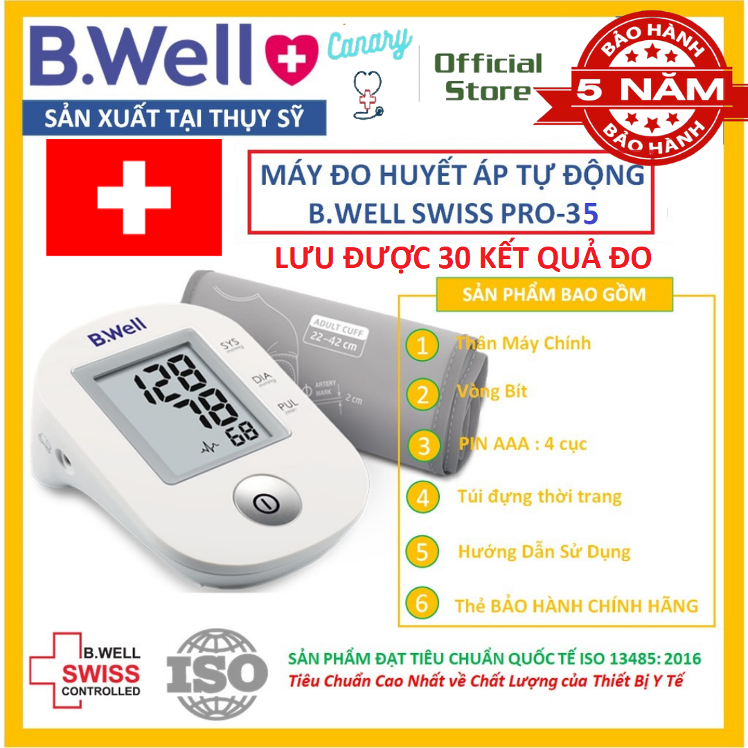 Máy Đo Huyết Áp B.well Swiss Pro - 35 [Chính Hãng] - Bảo Hành 5 Năm (1 Đổi 1)