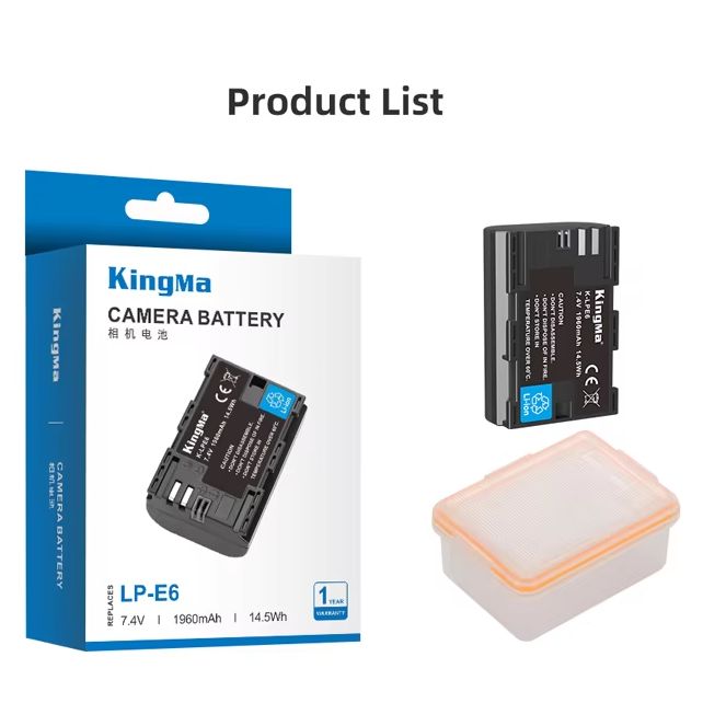 CANON LP-E6 LP-E6P 2600mAh Type-C | Pin và sạc máy ảnh Kingma cho Canon EOS R52 R6 R5 R 5D2 5D3 5D4 