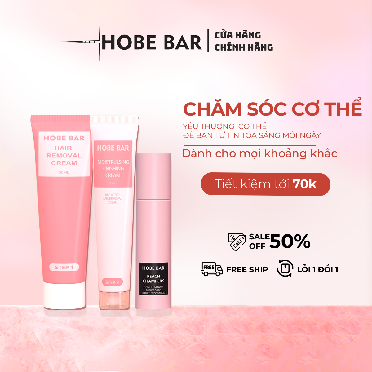 Combo chăm sóc cơ thể HOBEBAR lăn khử mùi + kem tẩy lông sự kết hợp hoàn hảo ngăn tiết mồ hôi giúp t