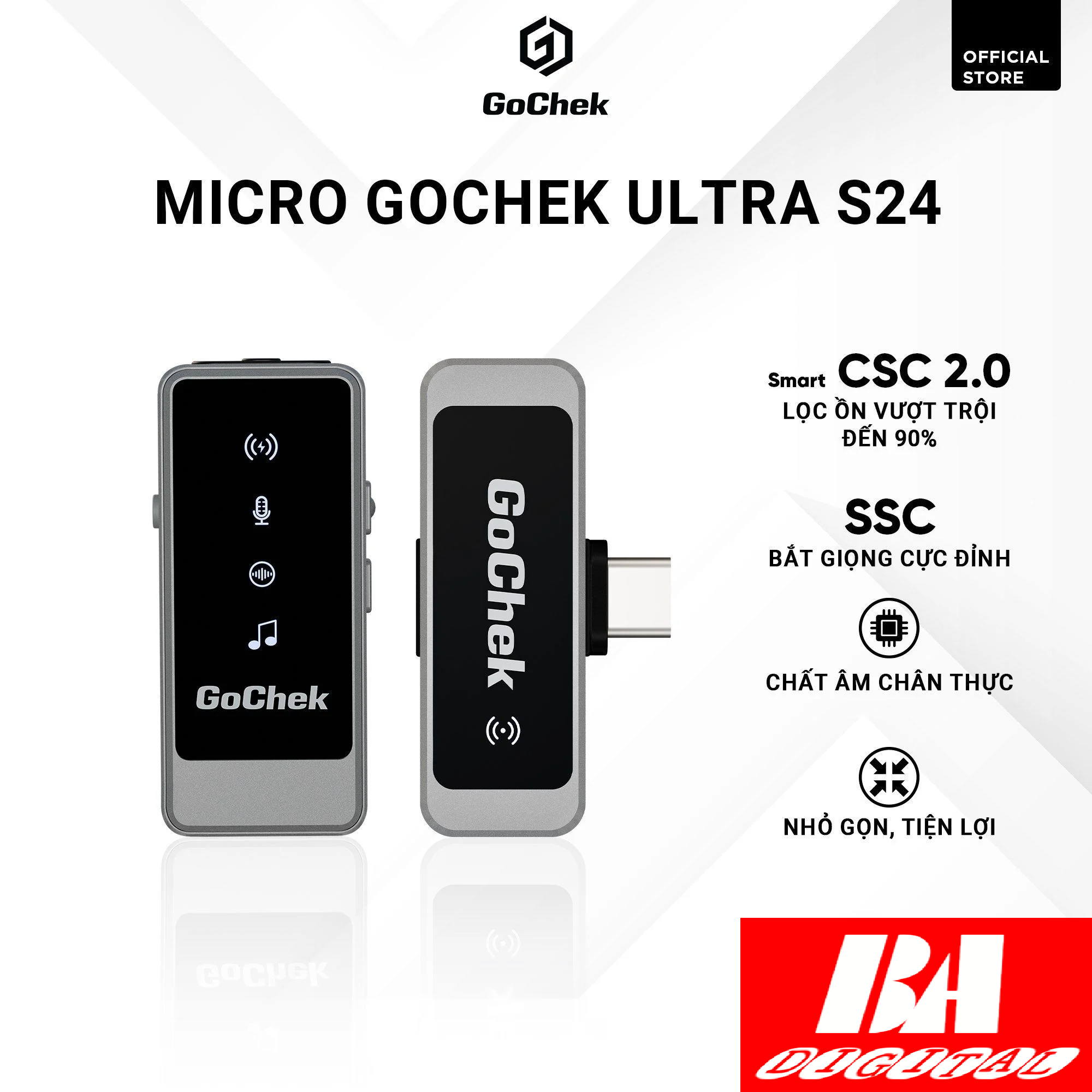 Micro thu âm không dây GoChek Ultra S24 - Bộ 1 Mic Không Kèm Hộp Sạc