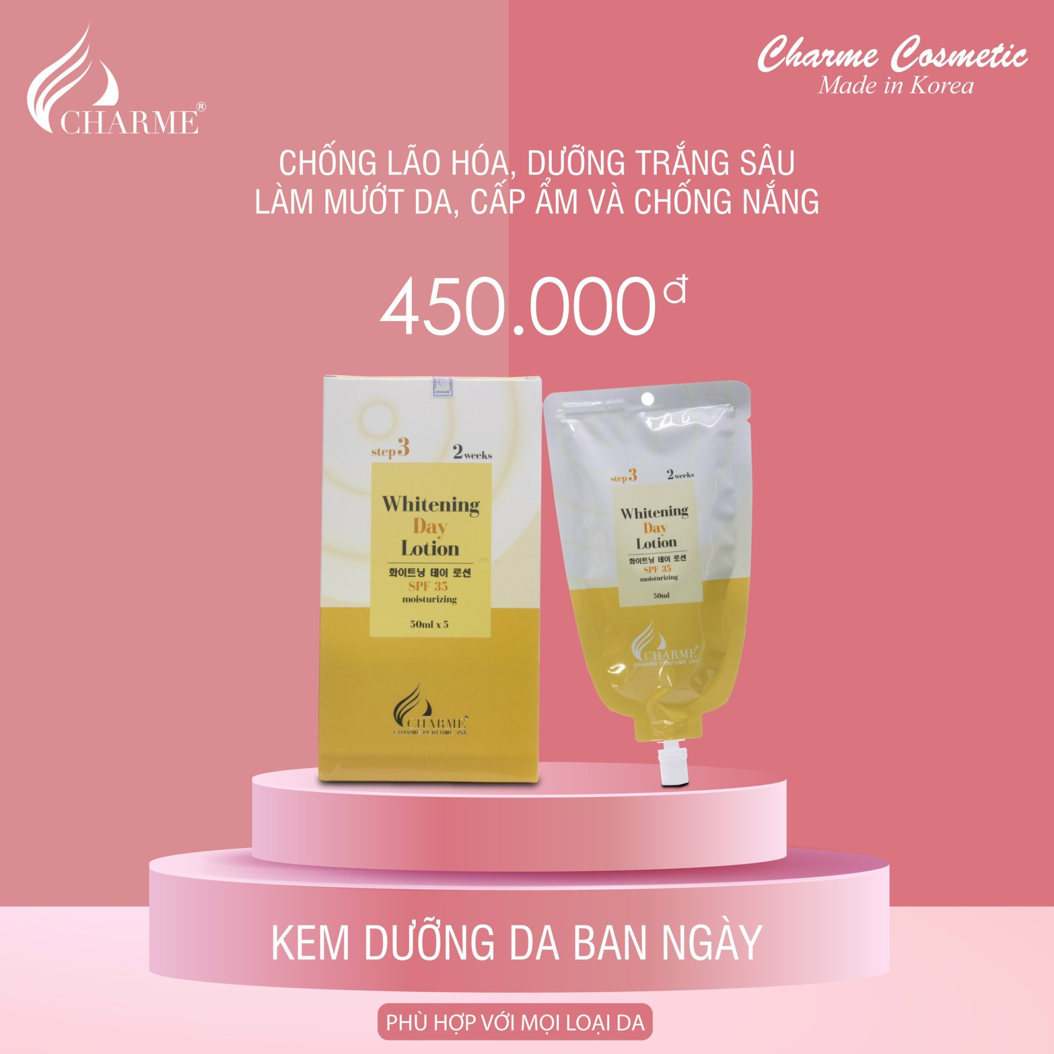 KEM BODY DƯỠNG TRẮNG BAN NGÀY  CHARME  ( DẠNG GÓI)
