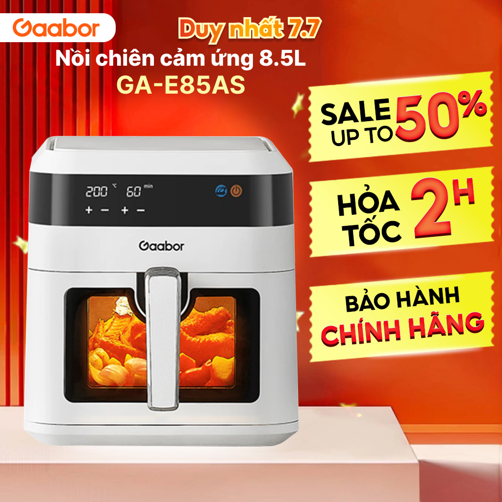 Nồi chiên không dầu Gaabor GA-E85AS 8.5L - Bạc, Kính trong suốt