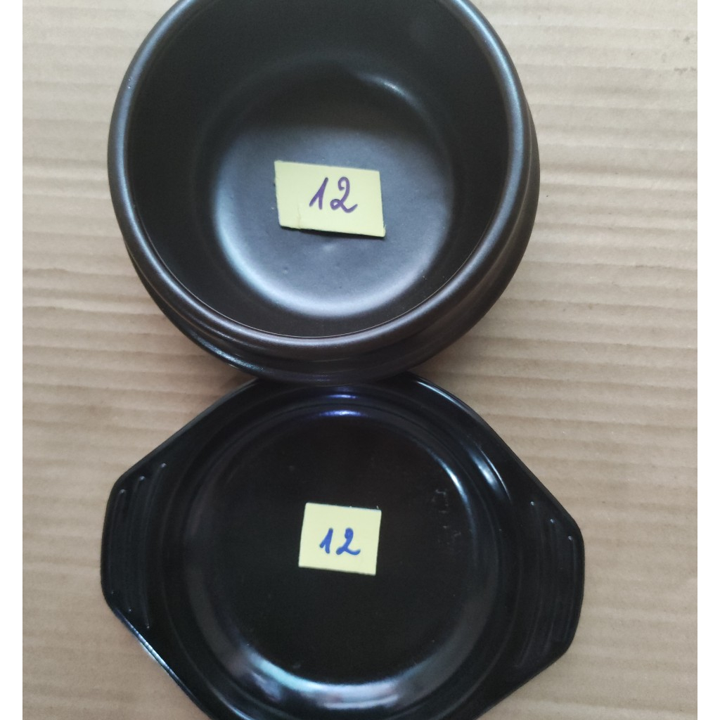 Bộ nồi / thố đất cơm trộn mỳ cay Hàn Quốc Donghwa size miệng thố 12 cm - 550 ml có đế / không đế