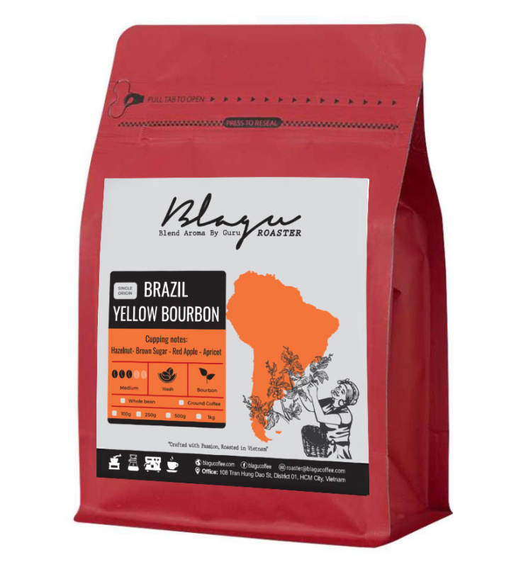 Cà Phê Blagu Hạt Đã Rang Brazil Yellow Bourbon - Medium Roast - 250g
