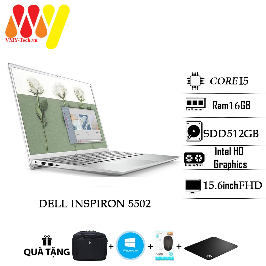 Laptop Dell Inspiron 5502 cấu hình siêu khủng Core i5 Ram 16gb ổ cứng SSD 512 Cạc rời VGA MX350 màn hình 15.6 Full HD dòng ultrabook cao cấp