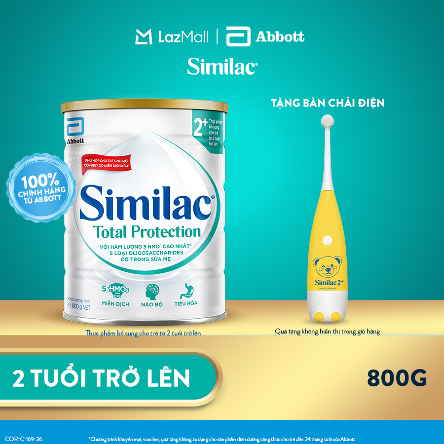 Sữa bột Similac Total Protection 2+ 800g + Bàn chải điện Similac