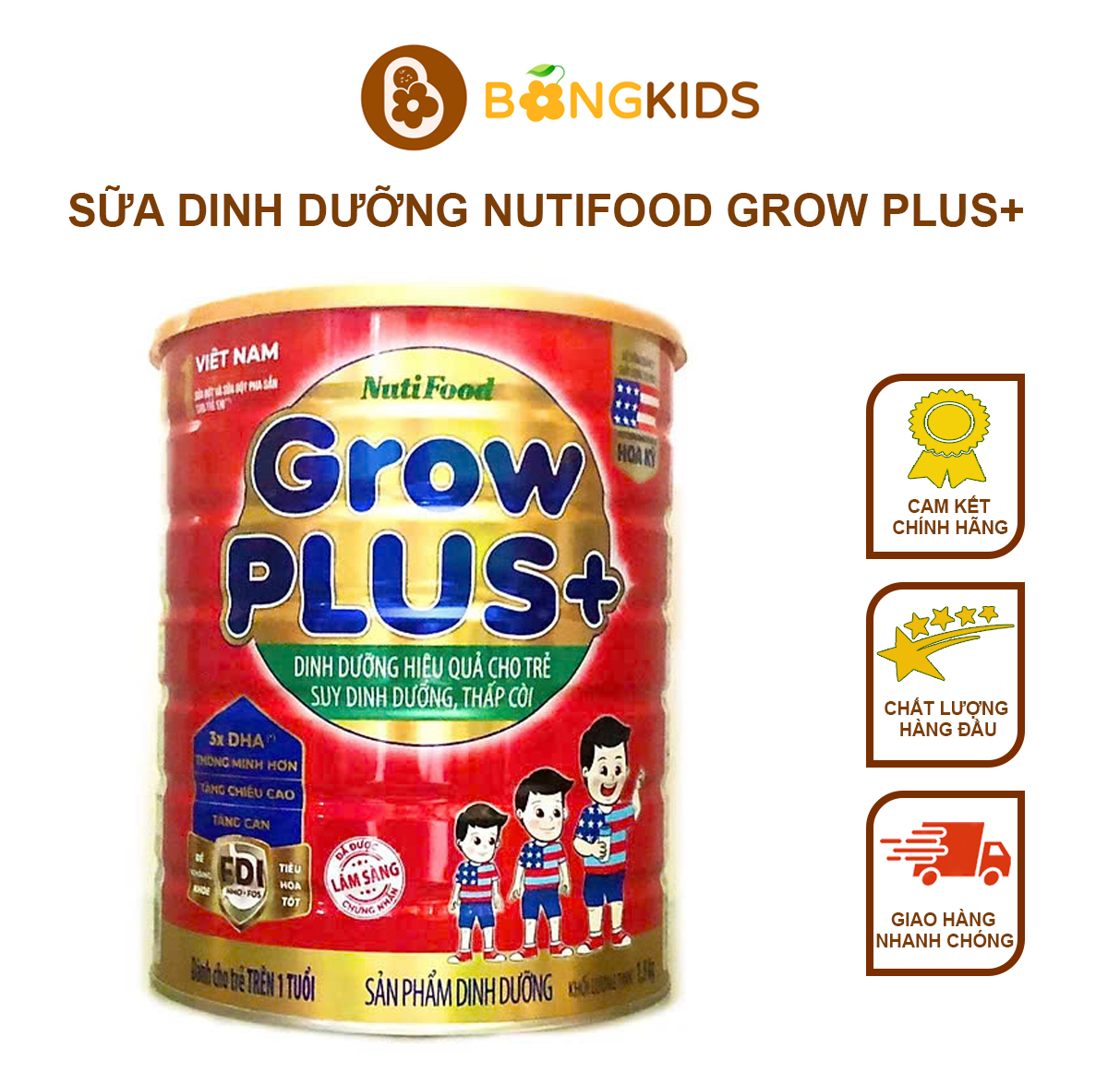 Sữa Grow Plus Đỏ Lon 1.5kg cho bé trên 1 tuổi - Tăng chiều cao đề kháng tốt