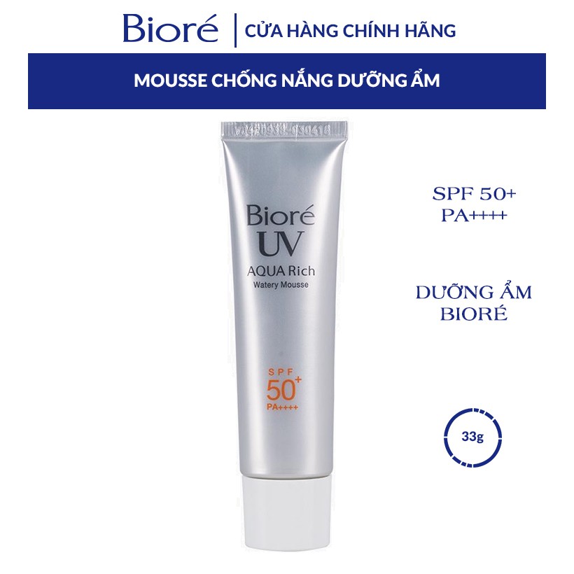 [Hcm](Dành Cho Mặt) Mousse Chống Nắng Dưỡng Ẩm Biore Uv Aqua Rich Watery Mousse 50+ (33G)