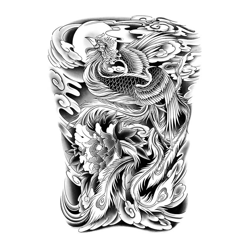 Hình xăm 15 ngày full lưng BD-016 hình phượng hoàng miếng dán hình xăm nhật cổ chống nước