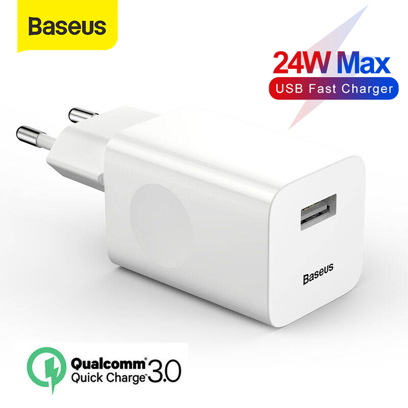 Baseus Sạc EU 24W/Sạc Hoa Kỳ Sạc Nhanh USB 3.0 Sạc Điện Thoại Di Động Gắn Tường QC3.0 Cho iPhone 13