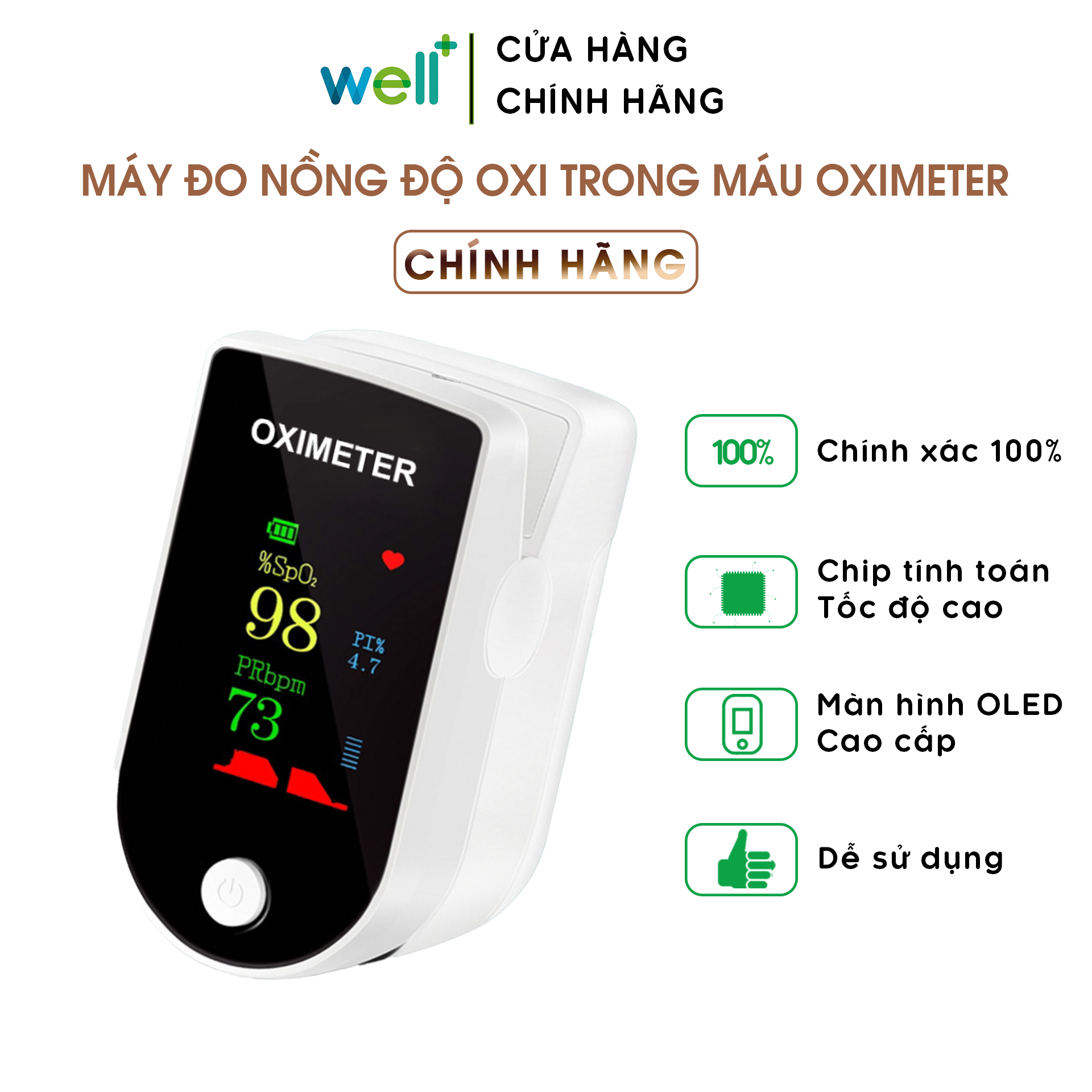 Máy Đo Nồng Độ Oxy Trong Máu Oximeter Cao Cấp Màn Hình Oled Độ Chính Xác 100%