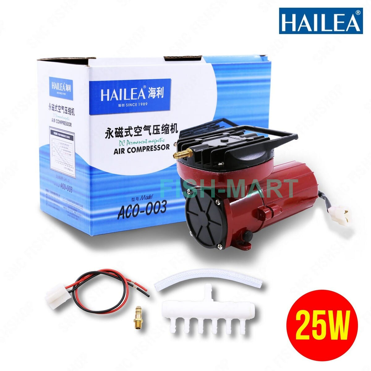 MÁY SỤC SỦI THỔI KHÍ OXY BỂ CÁ HAILEA ACO 003 - SỬ DỤNG BÌNH ẮC QUY NGUỒN ĐIỆN 12V