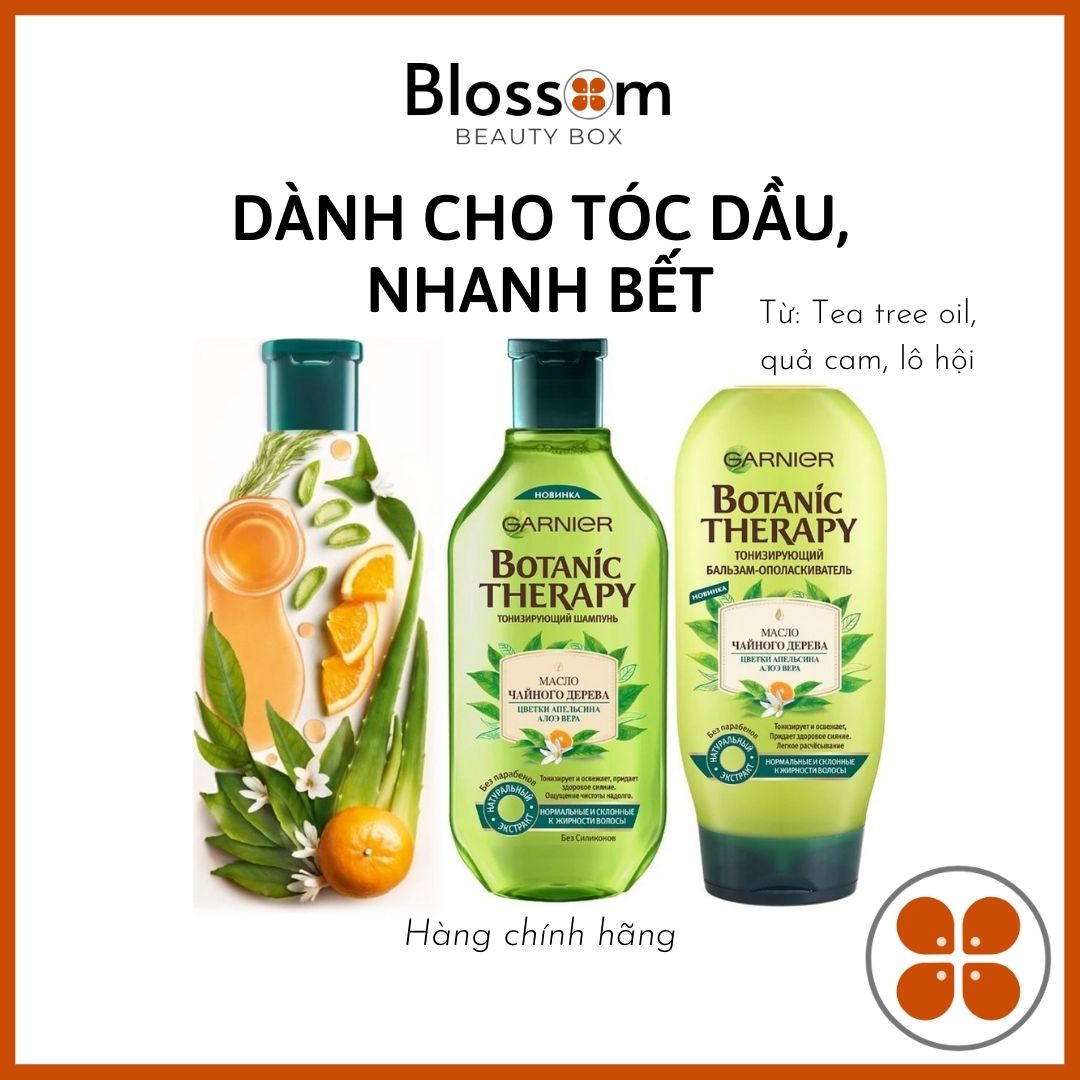 Bộ Dầu Gội Kiềm Dầu Tea Tree Botanic Therapy Garnier