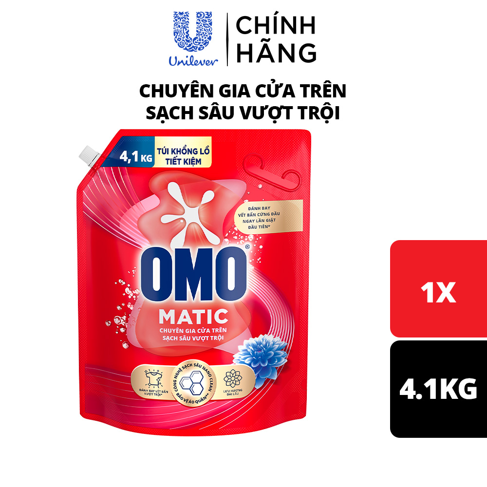 Túi nước giặt OMO Matic 4.1kg dành cho máy giặt cửa trên/cửa trước xoáy bay vết bẩn hương thơm bền l