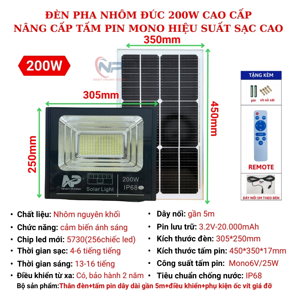 Đèn led năng lượng mặt trờiđèn pha ĐỔI MÀU ngoài sân 100W200W300W500W NHẬT PHONG SOLAR vỏ nhôm nguyên khối đền led 3 chế độ sáng ánh sáng trắng ánh vàng sáng trung tinhcó Báo phần Pin Chống Nước IP67 BH 2 năm