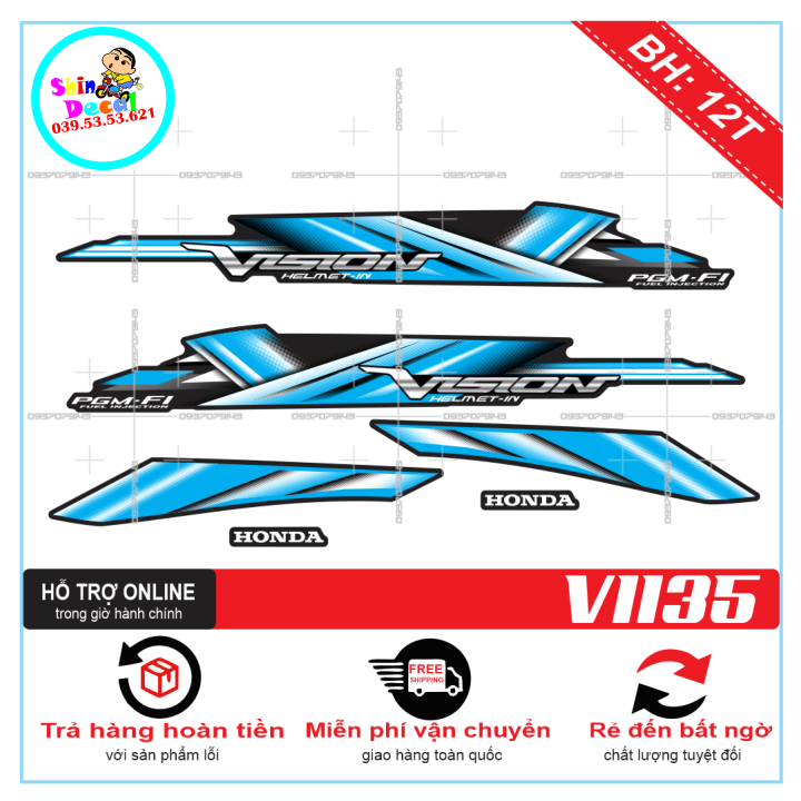 TEM XE VISION 2012 TEM RỜI VISION 2012 MẪU ZIN XANH ĐEN