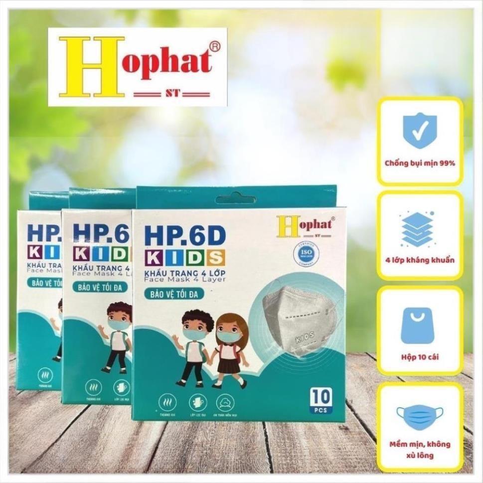 Khẩu Trang Trẻ Em Hophat HP.6D Kids – Combo 5 Hộp 10 cái/hộp – 4 Lớp Kháng Khuẩn Chống Bụi Mịn 99%