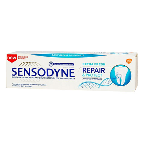 Kem đánh răng Sensodyne - Hỗ trợ phục hồi răng nhạy cảm hỗ trợ giảm ê buốt hiệu quả hương bạc hà mang đến cảm giác sạch sẽ và thơm mát.