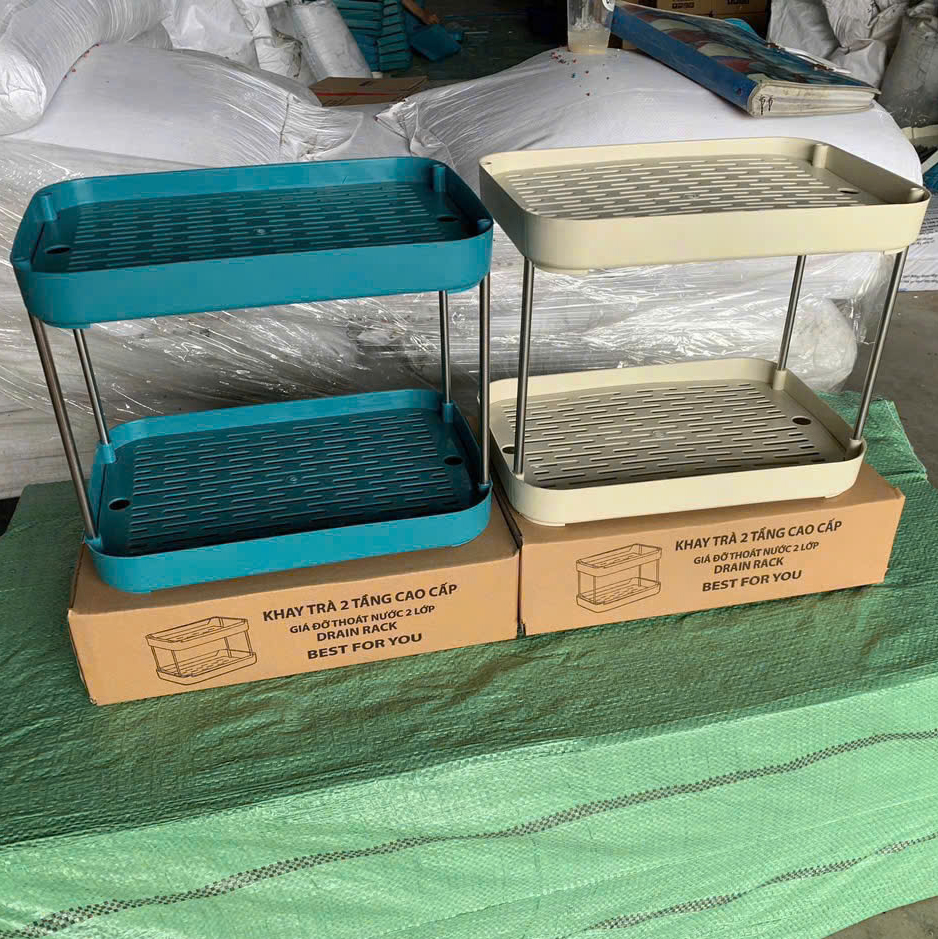 Kệ úp ly chén cốc Khay úp ly 2 tầng Để Chén Kệ Để Chén Đa Năng Kệ Để Gia Vị Khung Thép Cao Cấp Không