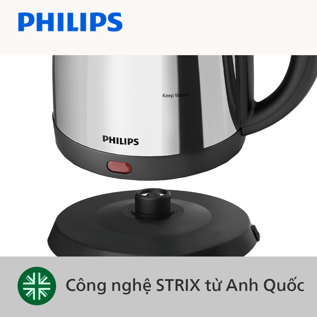 Bình đun siêu tốc Philips HD9303/03 1.2L - Trắng, Inox SUS 304, 1800W