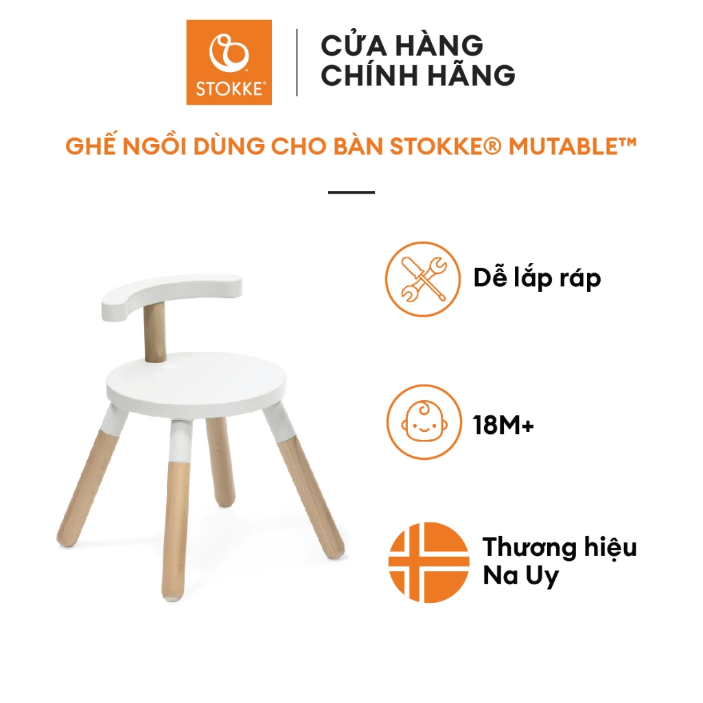Ghế ngồi cho bàn học và vui chơi Stokke® MuTable™ Dễ dàng tháo lắp làm từ gỗ tự nhiên cho bé từ 18 tháng tuổi