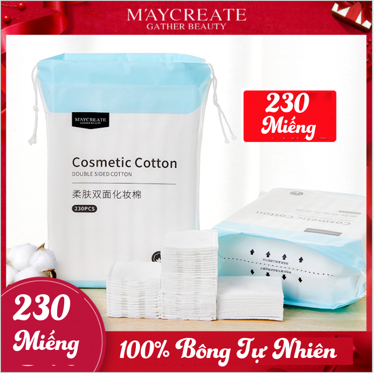 [Hcm]Bông Tẩy Trang 230 Miếng/150 Miếng Maycreate - 100% Bông Tự Nhiên An Toàn Cho Da Giúp Thấm Hút Nhanh Chóng Tẩy Sạch Bụi Bẩn