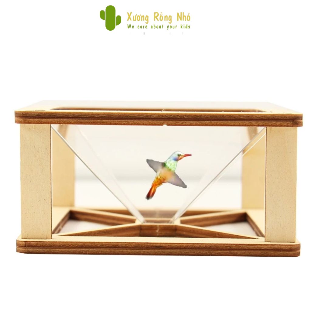 Mô Hình Máy Chiếu 3D Hologram Đồ Chơi Lắp Ghép Kính Xem Phim Bằng Gỗ Cho Bé Vui Chơi Xương Rồng Nhỏ