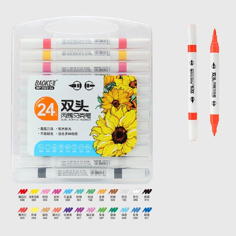 Bút màu acrylic marker 2 đầu Baoke MP2922 / Bút màu 2922 vẽ lên nhiều chất liệu