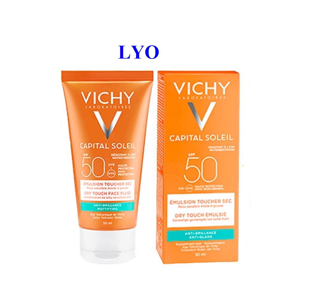 Kem chống nắng không nhờn rít SPF 50 UVA +UVB Vichy Ideal Soleil Mattifying Face Fluid Dry Touch 50ml.