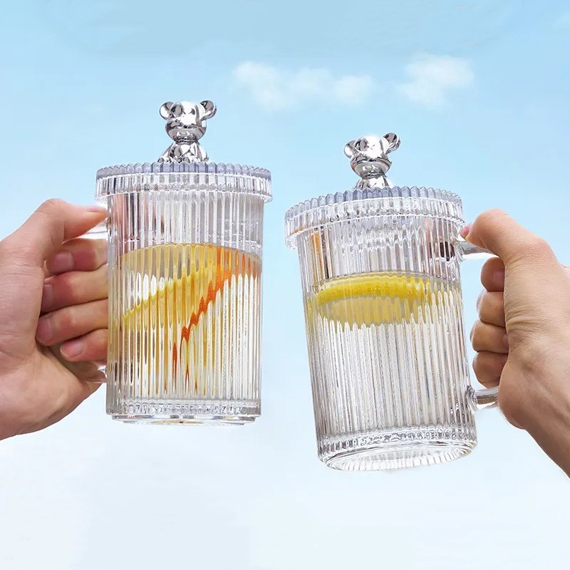 Ly  Nắp Gấu Kèm Ống Hút Ly Uống Nước
